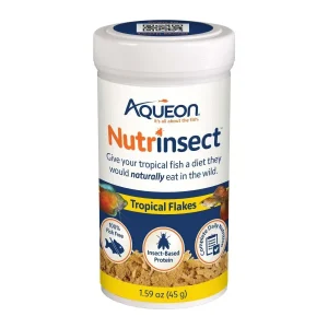 Aqueon Nutrinsect FishFree Fish Food Tropical Flakes, 1.59 oz
