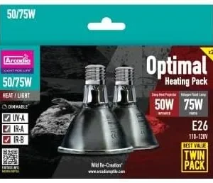 Arcadia Optimal Heat Pack, Deep Heat Projector 50 Watt and Halogen Flood 75 Watt