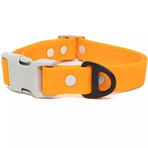 Aria Crimson Glow Waterproof Dog Collar - Bright Orange & Gray Rubber-Coated Collar