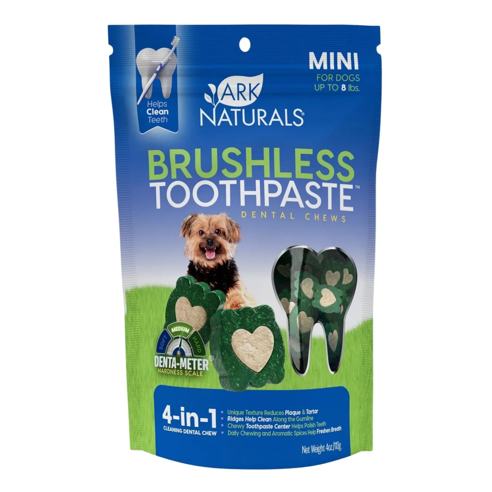 Ark Naturals Breath-Less Brushless Toothpaste Mini Dog & Cat Dog Chews, 4-oz. Bag