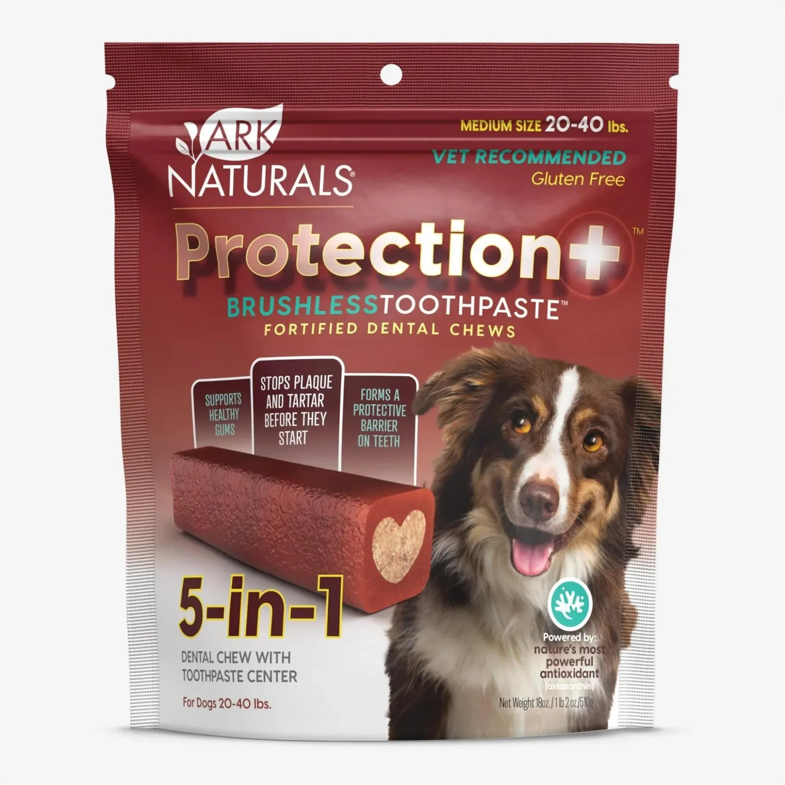 Ark Naturals Protection+ Toothpaste 5-in-1, 1 lb, 2 oz Bag Medium Dog Chews