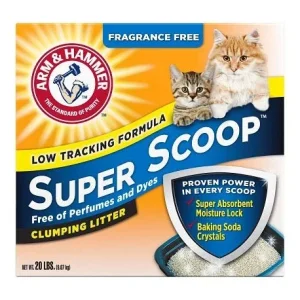Arm & Hammer Super Scoop Clumping Litter, Fragrance Free (20lb)