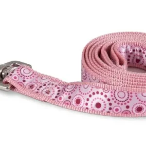 Aspen Ribbon Overlay Dog Leash Pink 1 in x 6 ft