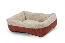 Aspen Self Warming Rectangular Dog Lounger Bed Barn Red/Cream 24 in x 20 in, Small