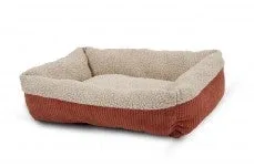 Aspen Self Warming Rectangular Dog Lounger Bed Barn Red/Cream 30 in x 24 in, Medium