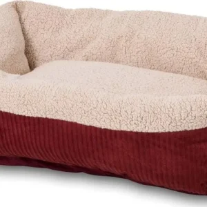 Aspen Self Warming Rectangular Dog Lounger Bed Barn Red/Cream 35 in x 27 in, Large