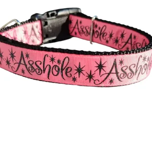 Asshole Pink Glitter Nylon Dog Collar
