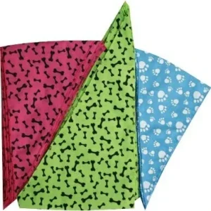 Assorted Bone and Paw Print Dog Bandanas, Various Sizes, 36 Pack