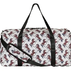 AWST Int'l "Lila" Galloping Bay Horses Duffle Bag- Beige