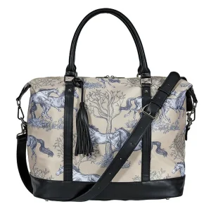 AWST Int'l "Lila" Toile Pattern Travel Bag with Tassel- Beige