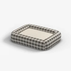 Bailey Plaid Charcoal & Cream Woven Bolster Pet Bed | Pet Bed Cover + Insert | Small | Ruggable