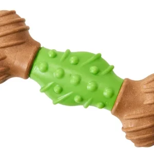 Bam-Bone Dental Bone Dog Toy Green/Brown, 7 in