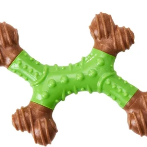 Bam-Bone Dental x-Bone Dog Toy Green/Brown, 8 in