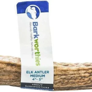 Barkworthies Elk Antler Natural Dog Chews - Whole Medium - Case of 1