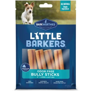Barkworthies Little Barkers Odor Free Bully Dog Treats 4In 4 oz