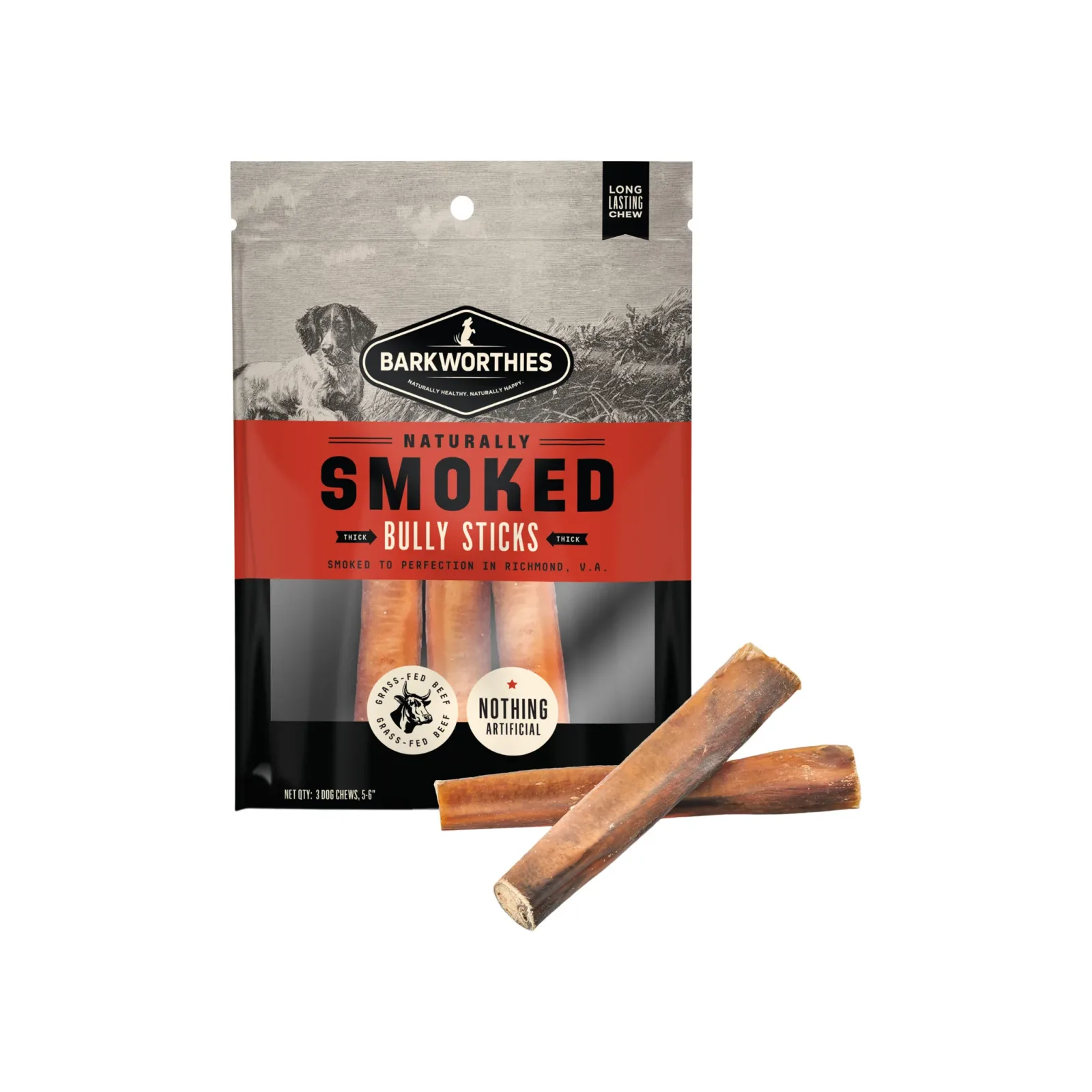 Barkworthies Naturally Smoked Bully Sticks Dog Chews - Image 2