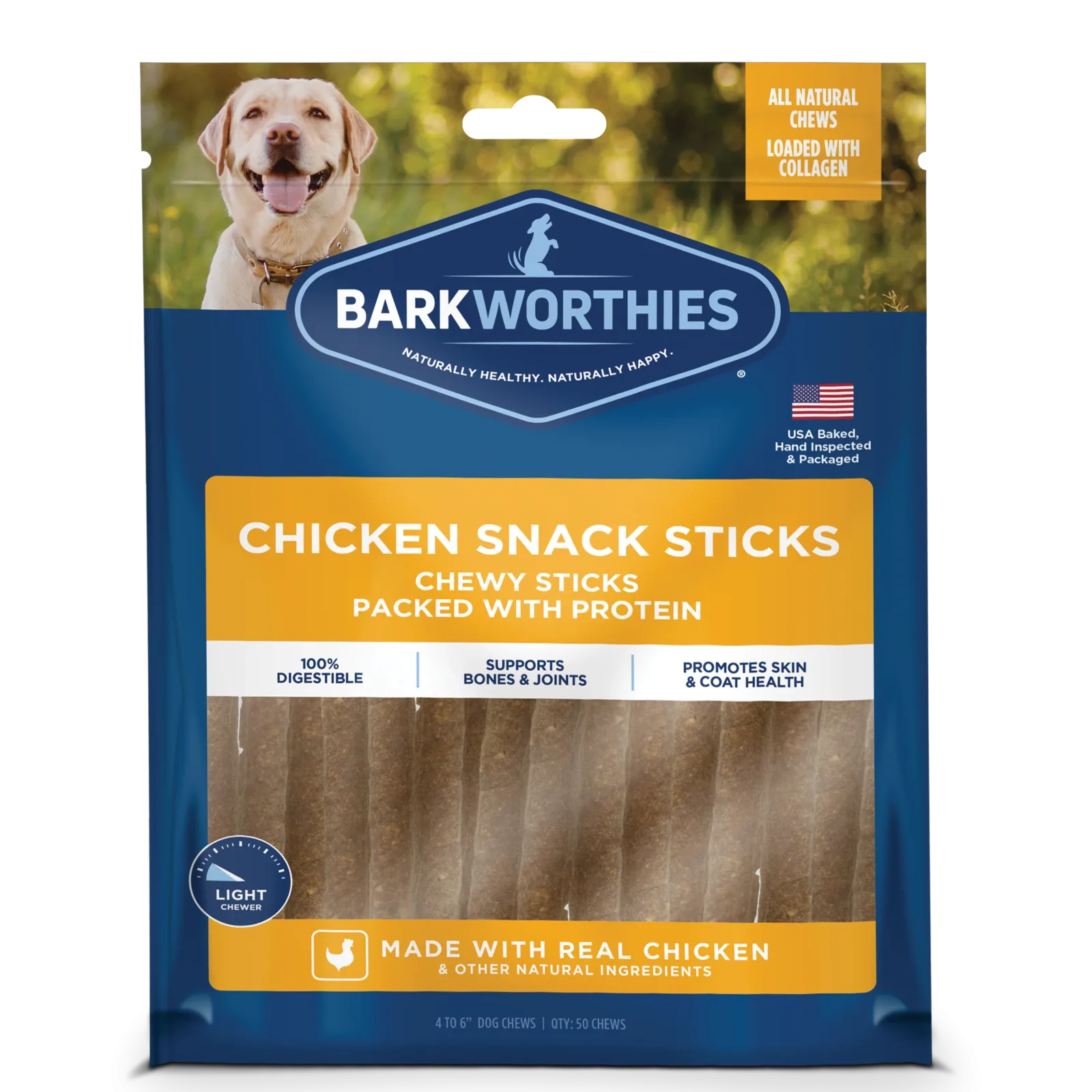 Barkworthies Snack Sticks Chewy Dog Treat Chicken 4-6 in