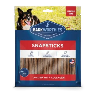 Barkworthies Snapsticks with Collagen Dog Treat 4-6 in