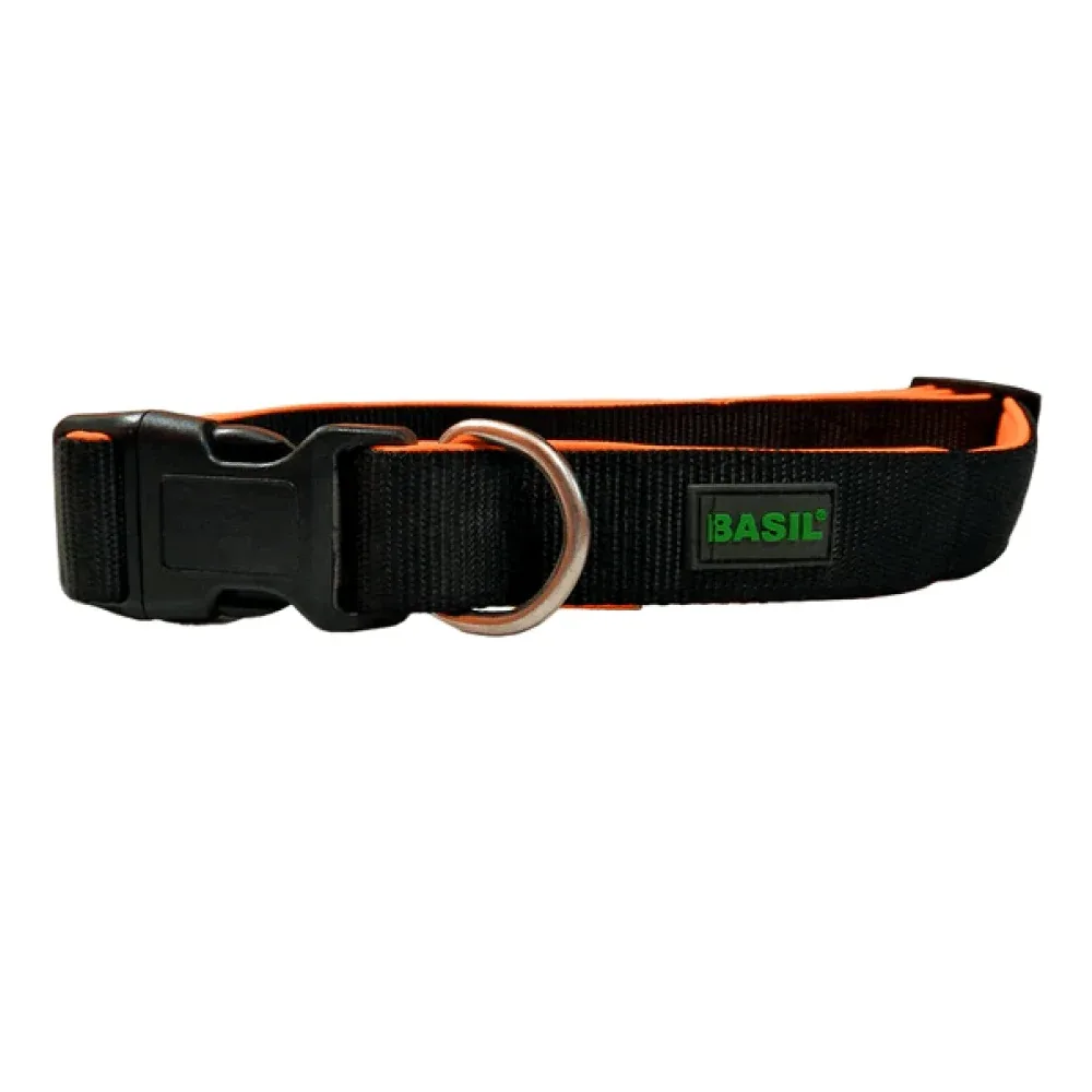 Basil Nylon Padded Collar for Dogs (Black/Orange)