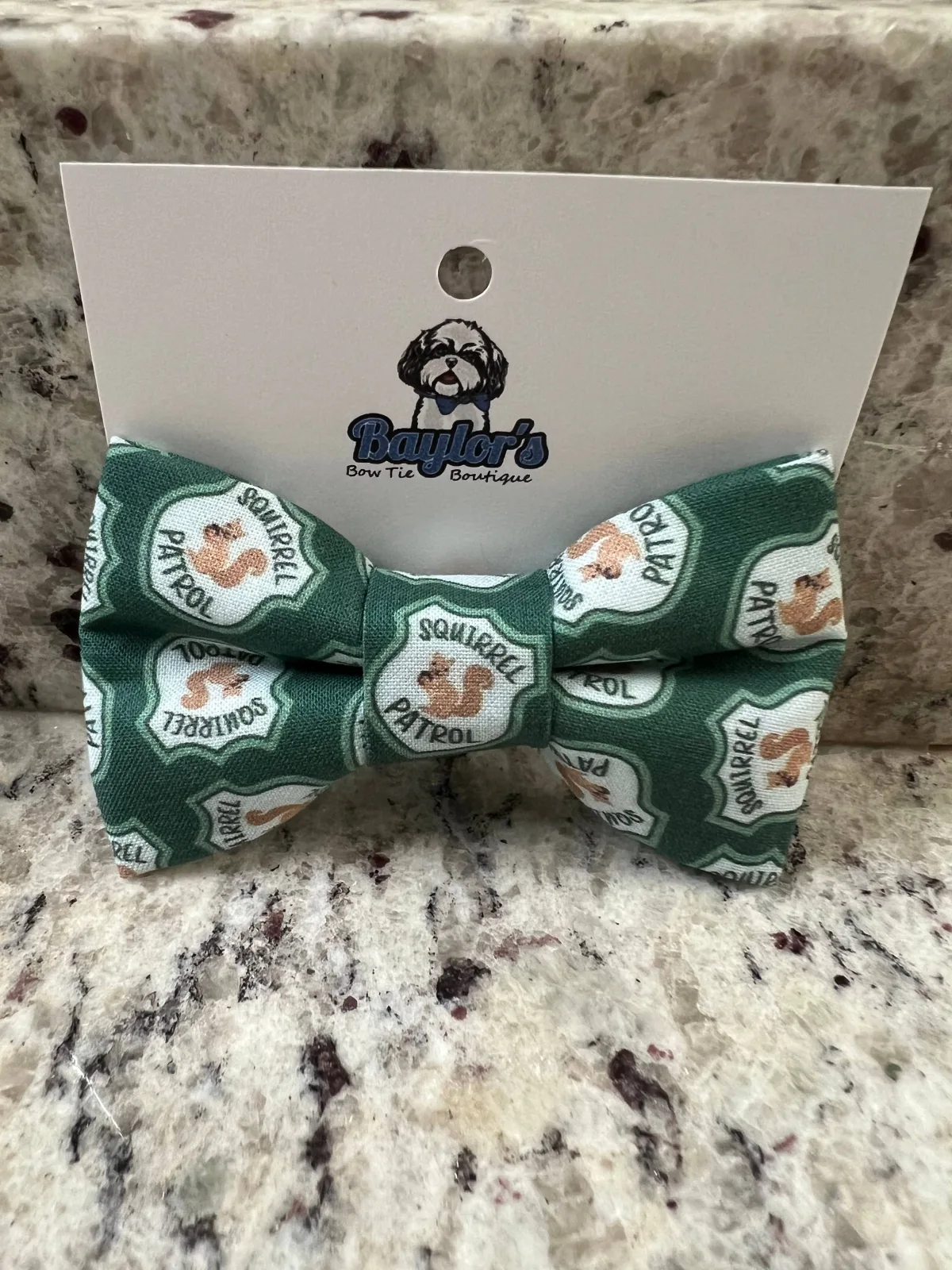 Baylor's Bow Ties - Squirrel Patrol Pet Bow Tie, Cute dog bow tie
