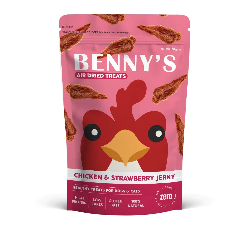 Bennys Bowl Chicken and Strawberry Jerky Dog Treats