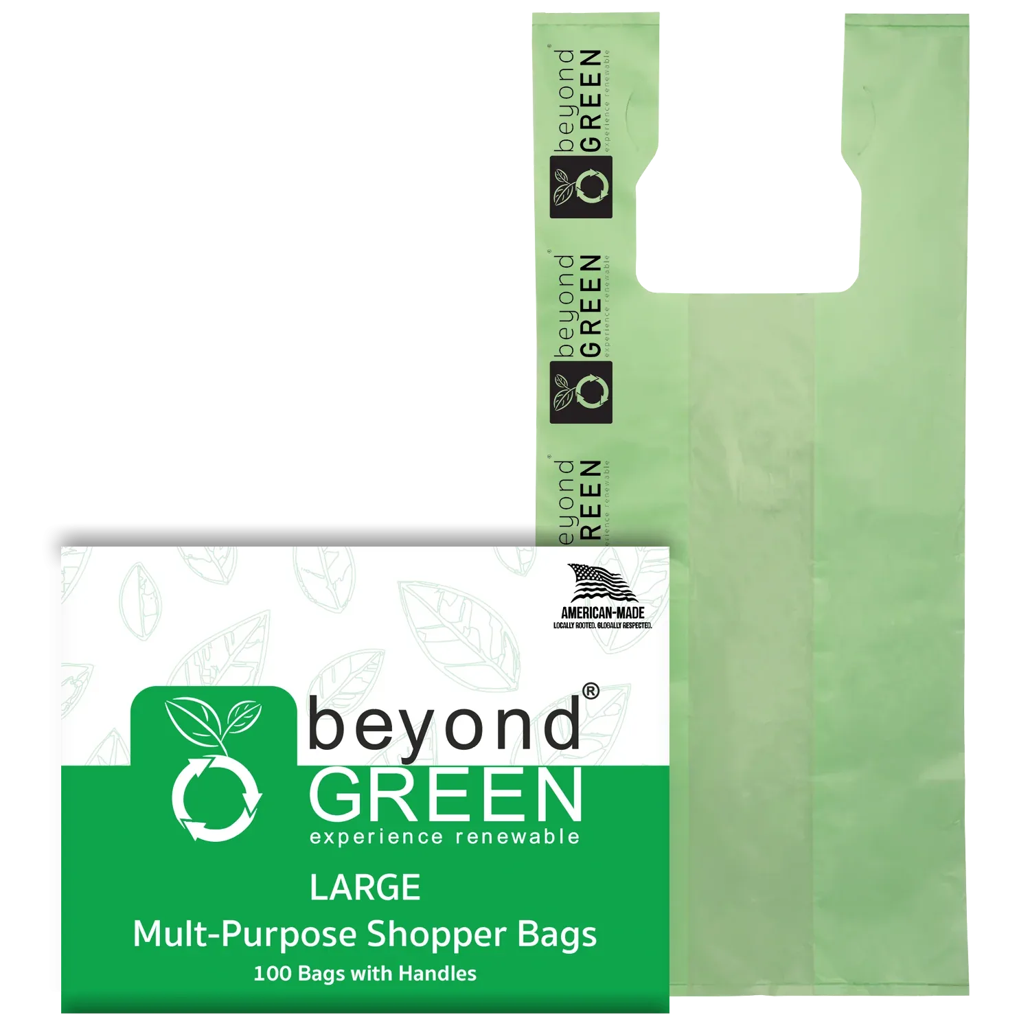 beyondGREEN Large Multi-Purpose Shopper Bags – Made in USA, Tear-Resistant & Leak-Resistant