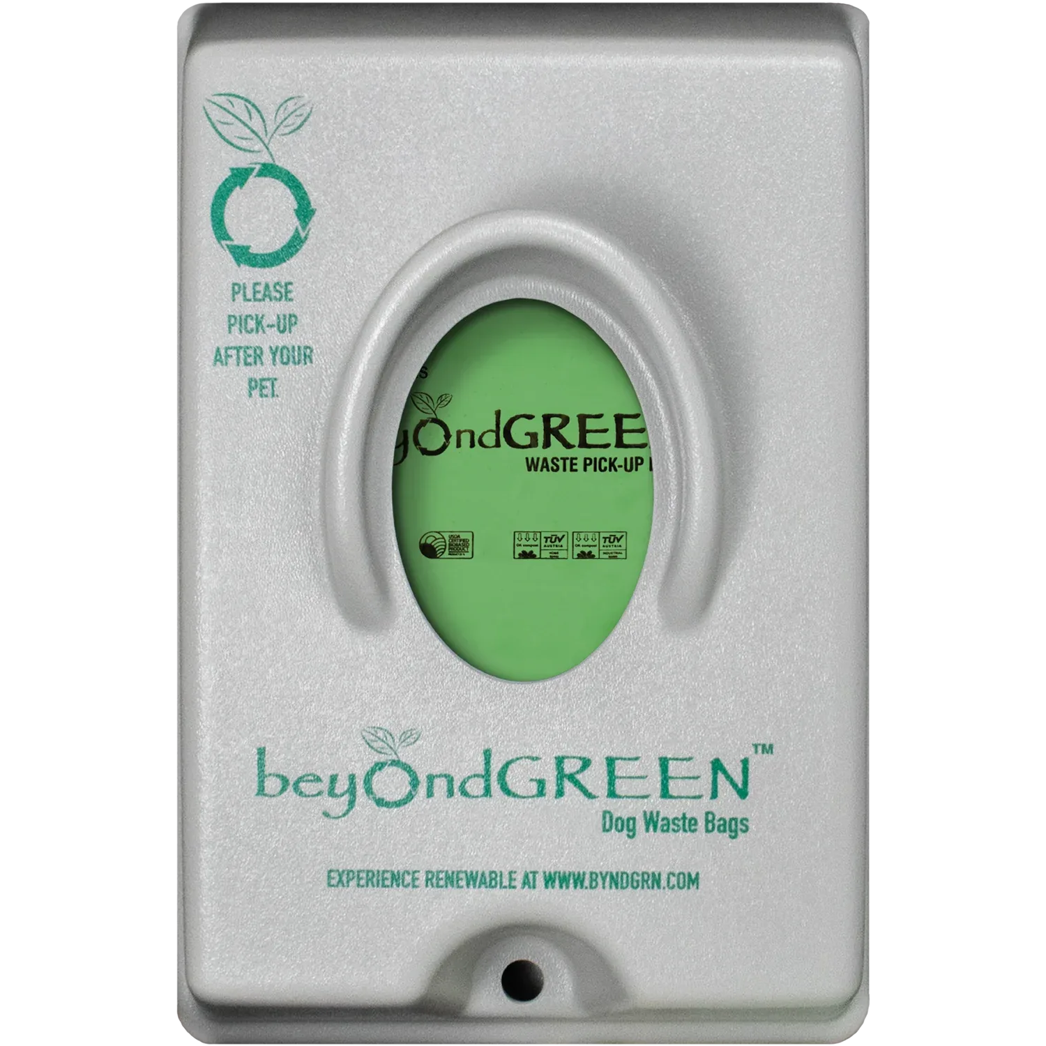 beyondGREEN Single-Pull Dog Waste Bag Dispenser – Wall/Pole Mount – Compatible with Single-Pull Header Packs