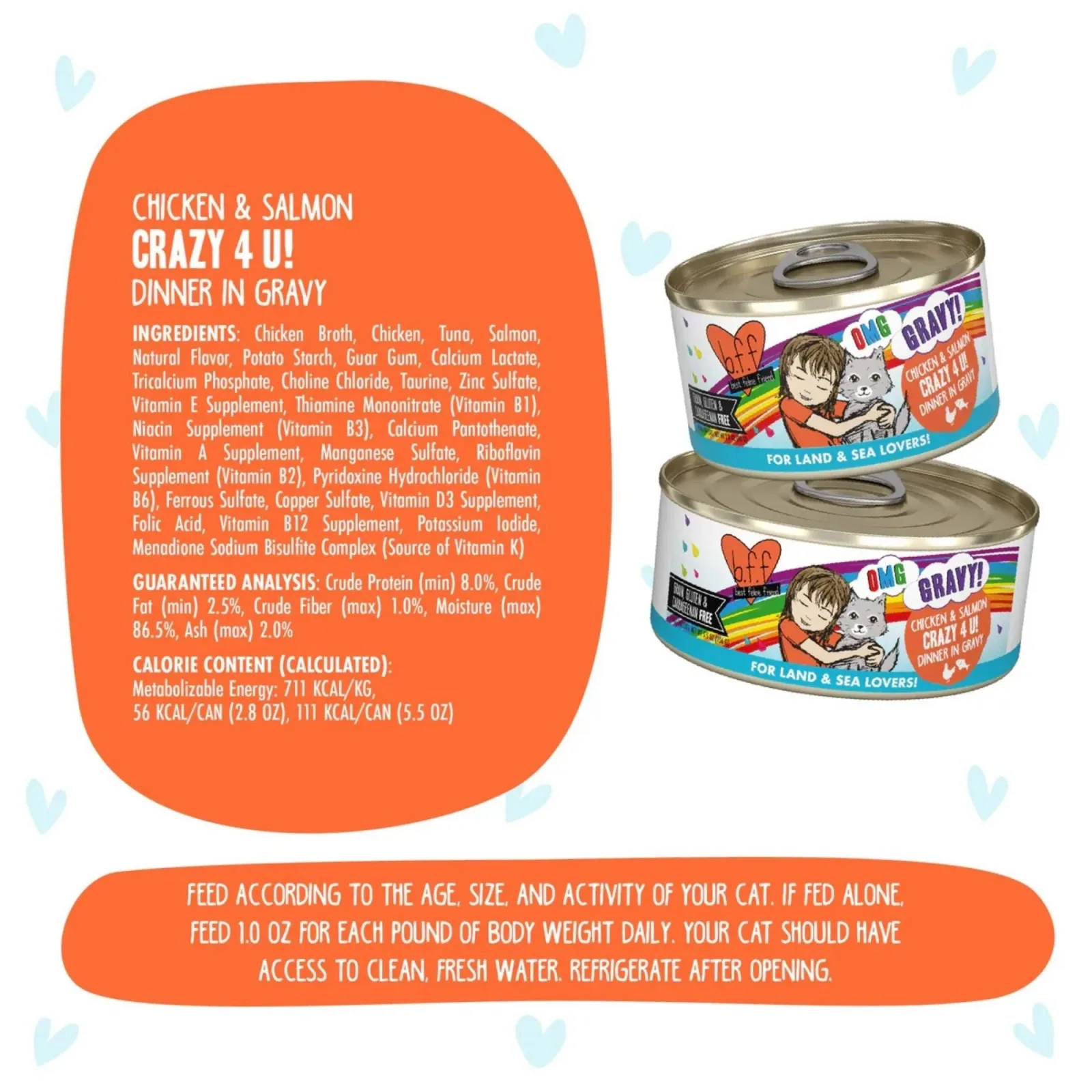 BFF Cat Omg Gravy Crazy 4 U Chicken & Salmon 2.8 oz. - 12 ct - Image 2