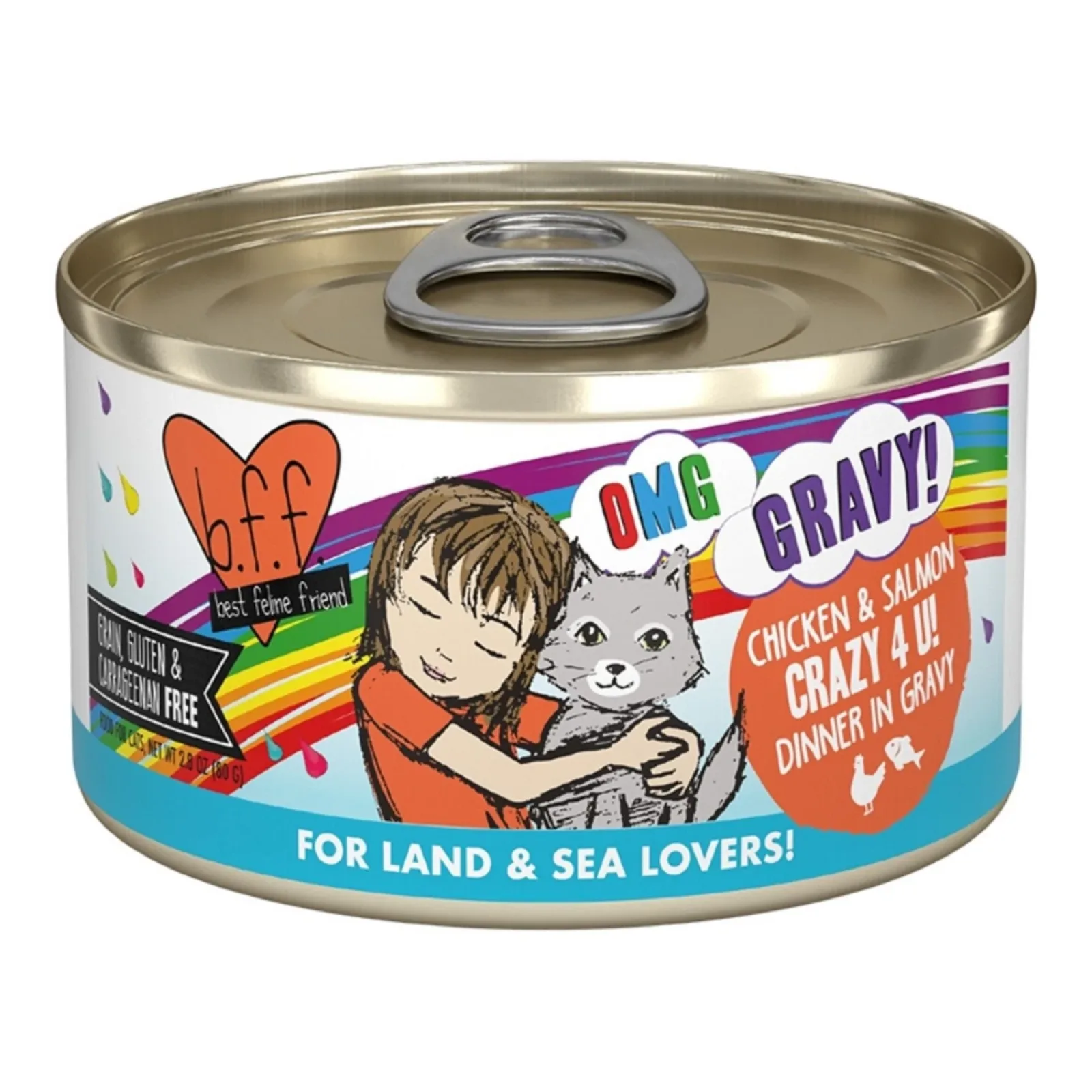 BFF Cat Omg Gravy Crazy 4 U Chicken & Salmon 2.8 oz. - 12 ct