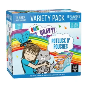 BFF Cat Omg Potluck O Pouches Variety Pack. 2.8 oz, 12 ct