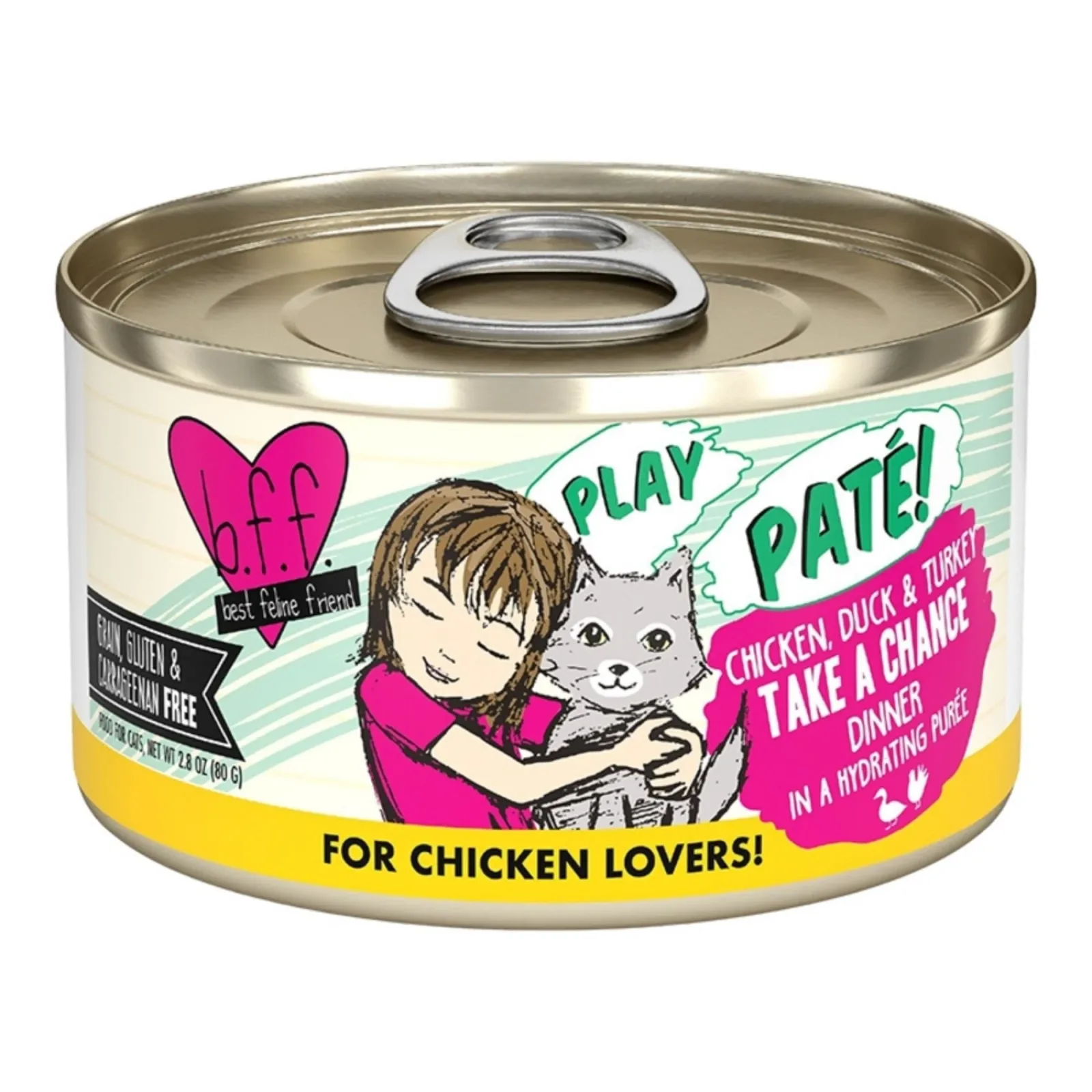 BFF Cat Play Chicken, Duck & Turkey Take a Chance Dinner Wet Cat Food, 2.8 oz, 12 ct