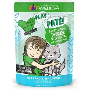 BFF Cat Play Twinkles Turkey & Tuna Wet Cat Food - Turkey, Tuna & Sardine Pate, 3 oz Pouch 12 ct