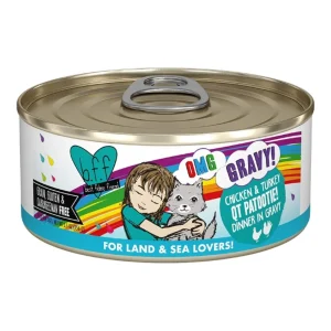 BFF Grain-Free Chicken & Turkey Wet Cat Food in Gravy, 5.5 oz, 8 ct
