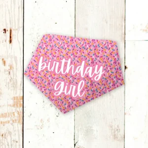 "Birthday Girl" Pink Sprinkles Dog Bandana