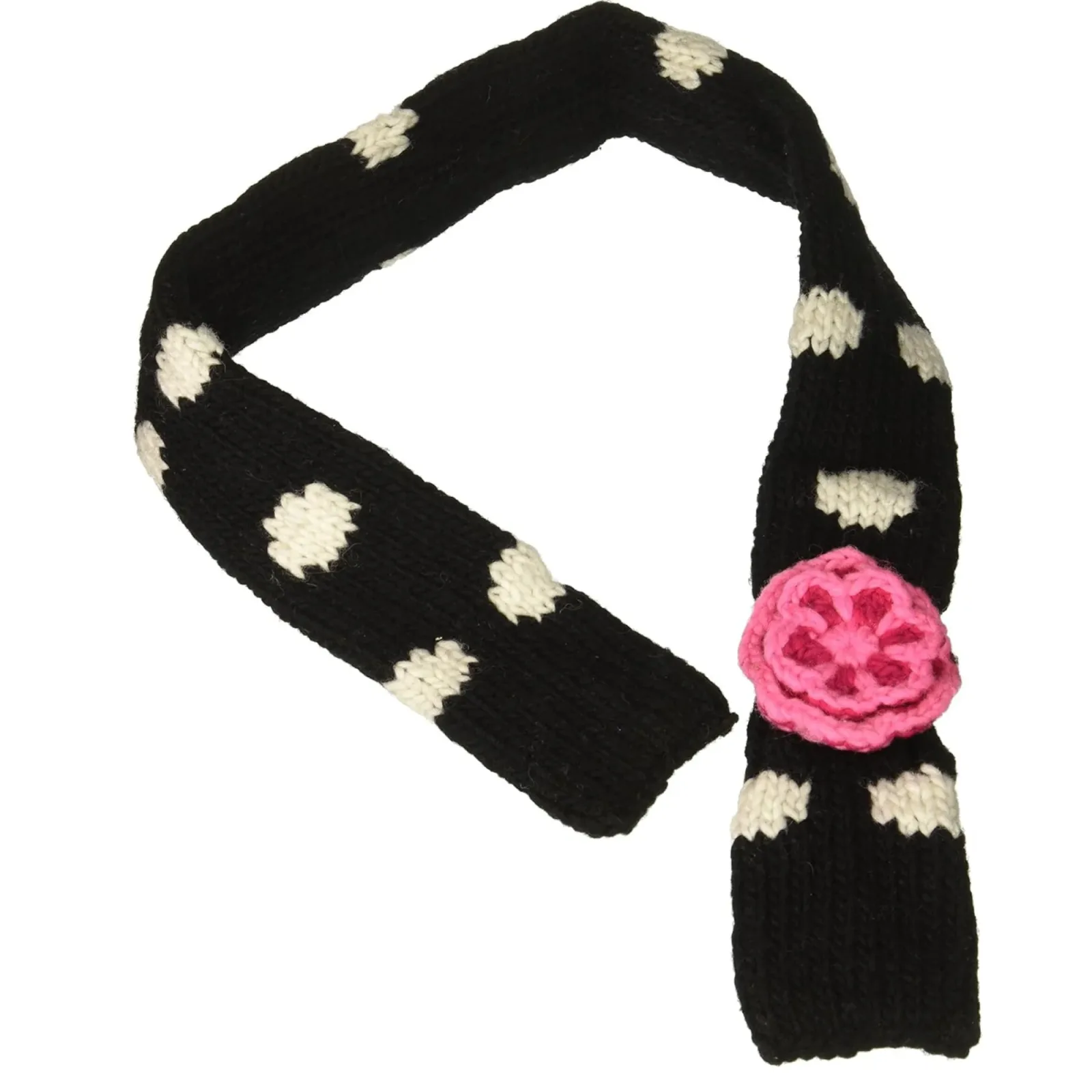 Black Polka Dot Flower Scarf - Image 2