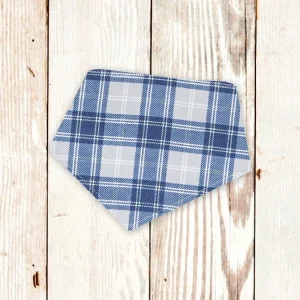 "Blue/Grey Tartan Plaid FLANNEL" Dog Bandana
