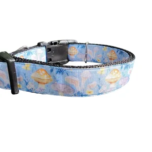 Blue Mushrooms Nylon Dog Collar