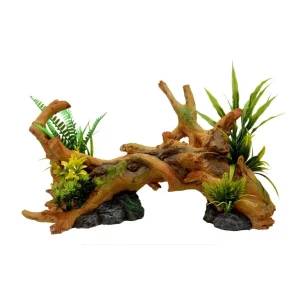 Blue Ribbon Pet Products Exotic Environments Driftwood with Plants Aquarium Ornament, 20 in