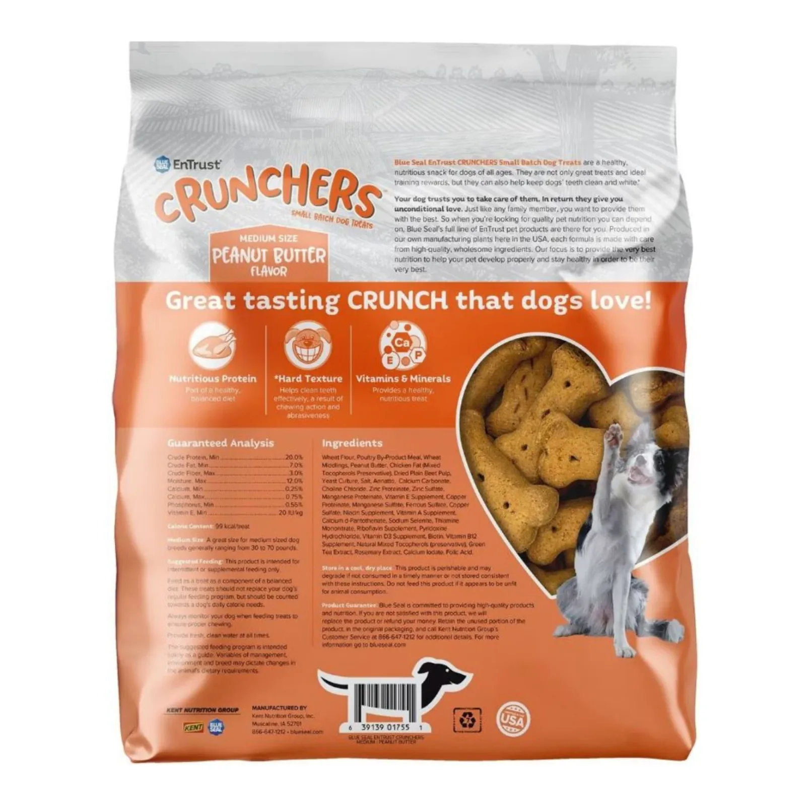 Blue Seal Entrust Crunchers Small Batch Dog Treats Peanut Butter Medium - 3.5 lb - Image 2