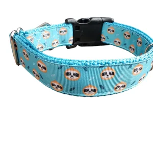 Blue Sloth Nylon Dog Collar