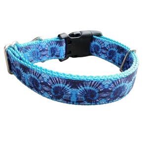 Blue Tie Dye Nylon Dog Collar
