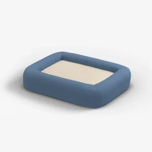 Blue Woven Bolster Pet Bed | Pet Bed Cover + Insert | Small | Ruggable