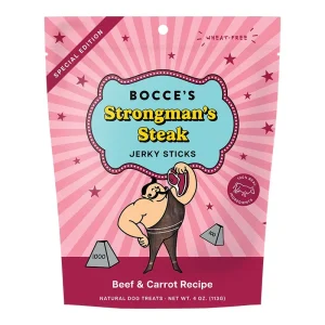 Bocce's Bakery Dog Jerky Sticks Strongman's Steak, 4 oz