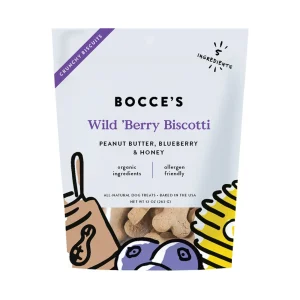 Bocce's Bakery Dog Small Batch Biscuits Wild Berry Biscotti, 12 oz