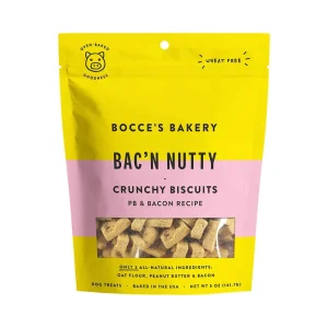 Bocce's Bakery Everyday Bac'n Nutty Biscuits Crunchy Dog Treats, 5 oz