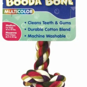 Booda 2-Knot Rope Bone Dog Toy 2 Knots Rope Bone Multi-Color Medium