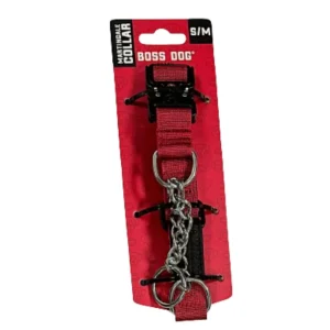 Boss Dog Martingale Dog Collar Red, Small/Medium