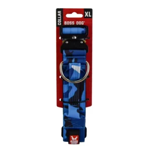 Boss Dog Tactical Adjustable Dog Collar Blue Camo, X-Large, 20-28 in