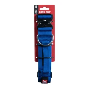 Boss Dog Tactical Adjustable Dog Collar Blue, Large, 17-22 in