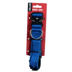 Boss Dog Tactical Adjustable Dog Collar Blue, Medium, 15-18 in
